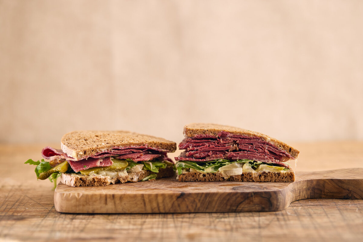 The Salt Beef Sandwich with Pickles and Mustard
