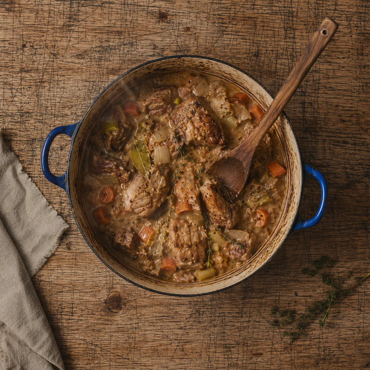 Pork, Cider and Mustard Casserole